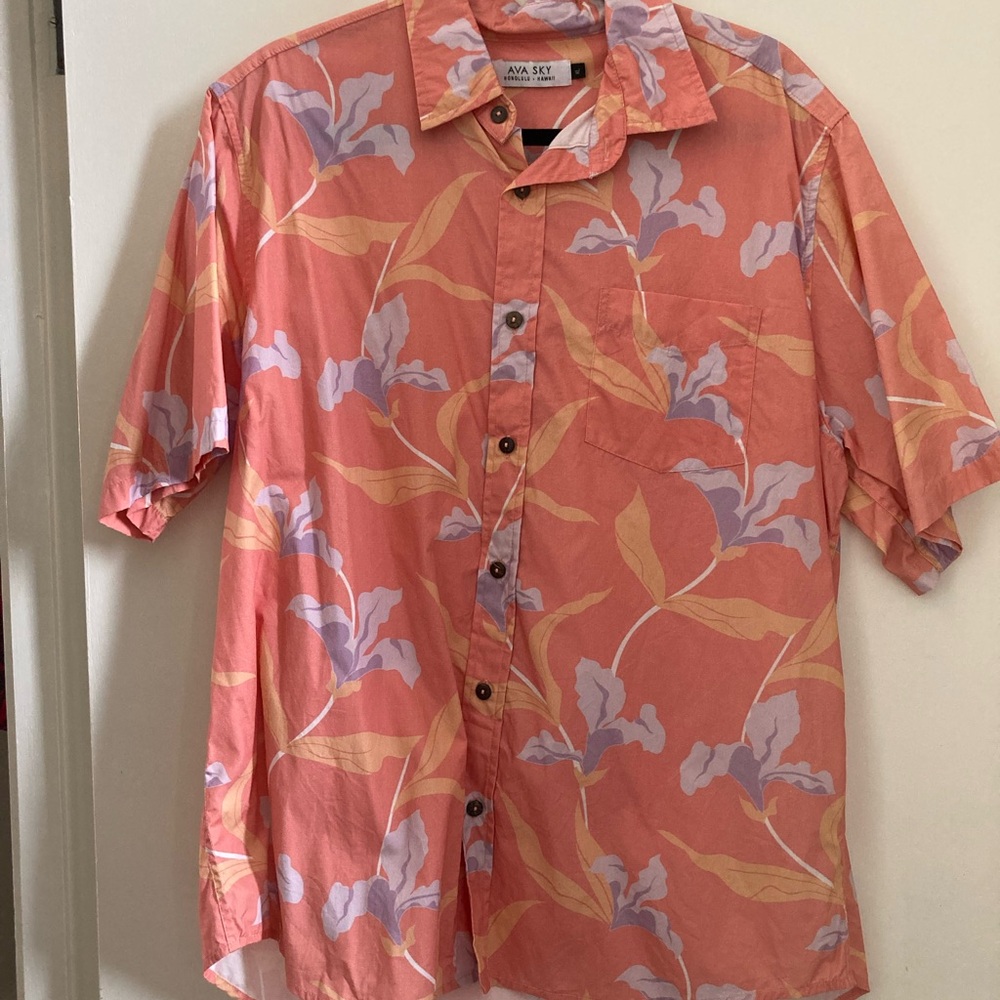 Ava Sky Men's Coral Floral Shirt
